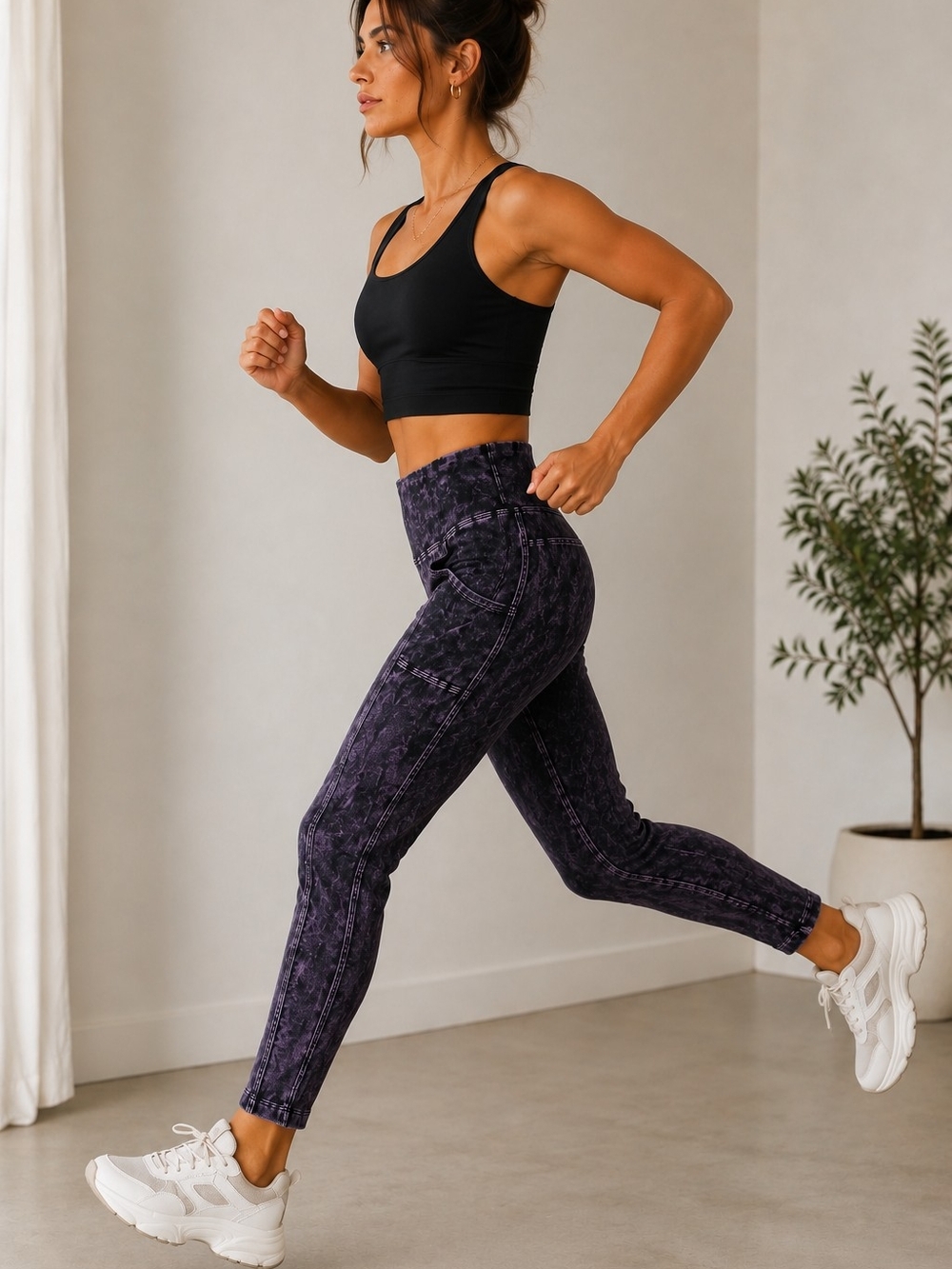 Zenana Women's High-Waist Mineral Wash Purple Jogger Pants - Like New - Picture 3 of 6